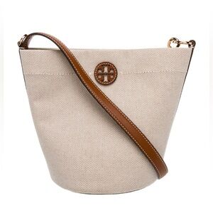 NWOT Tory Burch Blake Tan and Cream Canvas Shoulder Bag